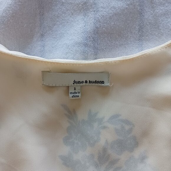 Cream Floral Tie Waist Midi Dress Lined Flowy Summer Tan Beige Flower Lounge XS - Picture 5 of 6